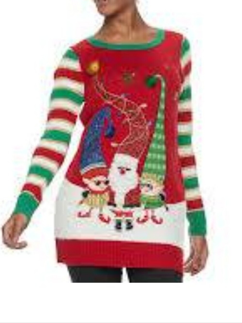Women's Christmas Elf & Santa Tunic Ugly Sweater XL